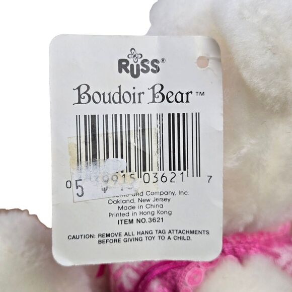 NWT Vintage Russ Boudoir Bear Plush 3621 White Lingerie Sexy White Pink 6" - Picture 11 of 11